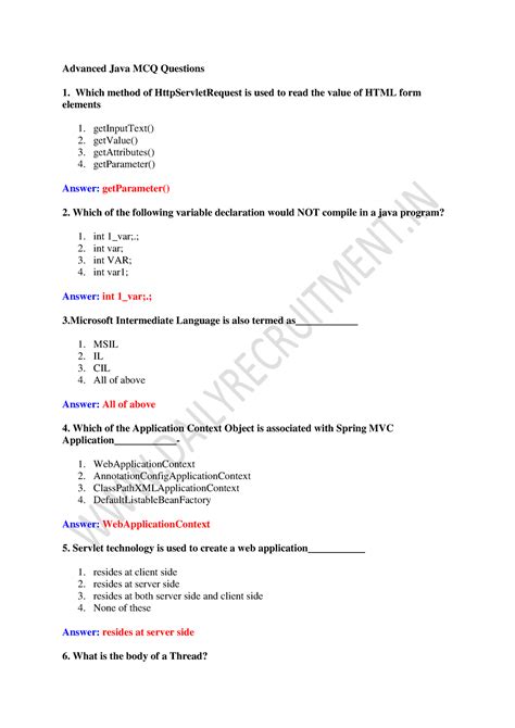 Advanced Java Mcq Questions Computer Science Studocu