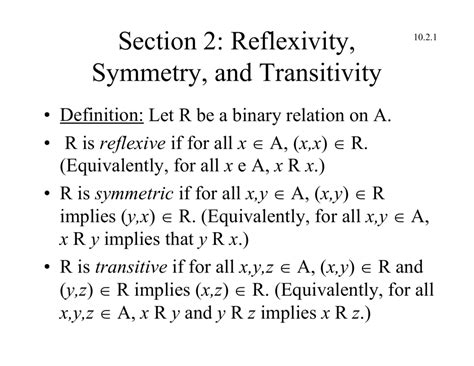 Section 2 Reflexivity Symmetry And Transitivity