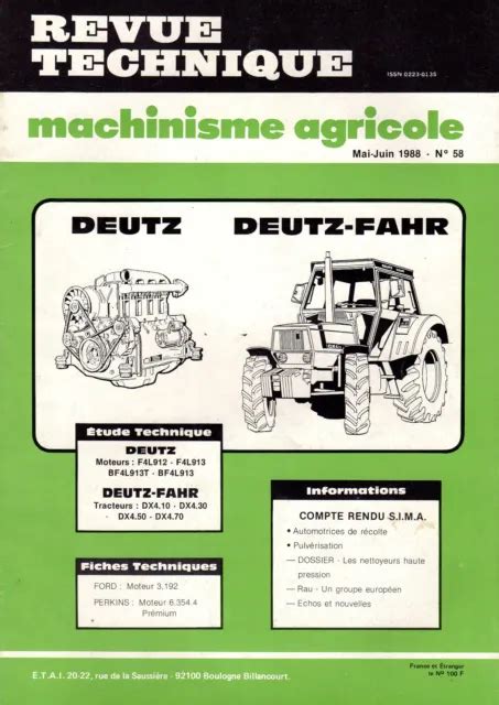 Revue Technique Tracteurs Deutz Fahr Dx Dx Dx Dx Eur