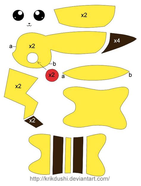 Plantilla Para Hacer Un Pikachu De Fieltro O Tela Pikachu De Peluche