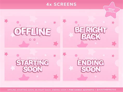 Cute Pink Twitch Package Complete Stream Bundle Scenes Panels