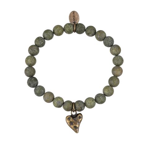 Armband mit afrikanischer grüner Jade und Herzanhänger MMShop ch