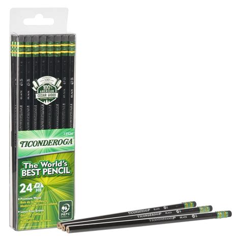 Ticonderoga Number 2 Soft Pencils Wood Cased Graphite Black 24 Count