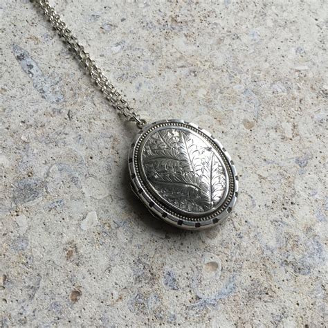 Vintage Locket Necklace Victorian Silver Locket Antique Etsy