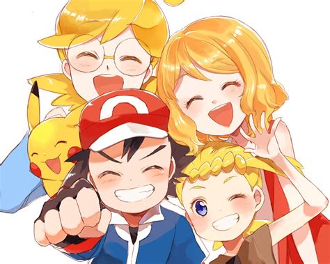 Safebooru 2boys 2girls Ash Ketchum Bangs Baseball Cap Blonde Hair Blue Eyes Blush Bonnie