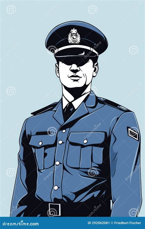 A Drawing of a Police Officer in Uniform. Stock Illustration ...