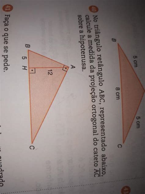 No Triângulo Retângulo Abc Representado Abaixo Calcule A Medida De