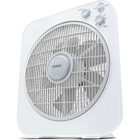 Goldair 3 Speed Oscillating Box Fan W Timer White 30cm Woolworths