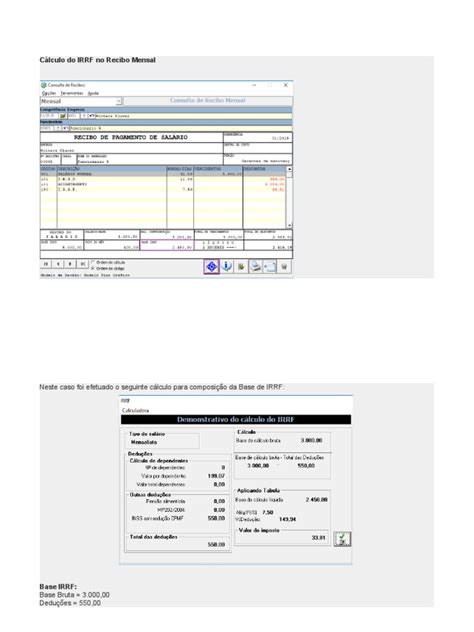 Cálculo Do Imposto De Renda Retido Na Fonte Irrf Em Recibos Mensais E