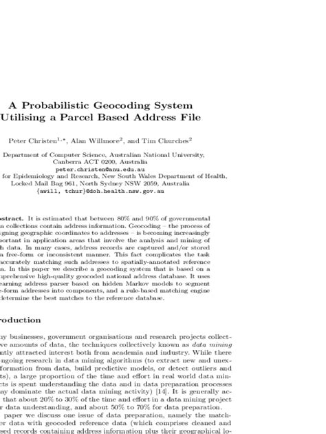 Fillable Online Lnai A Probabilistic Geocoding System Utilising