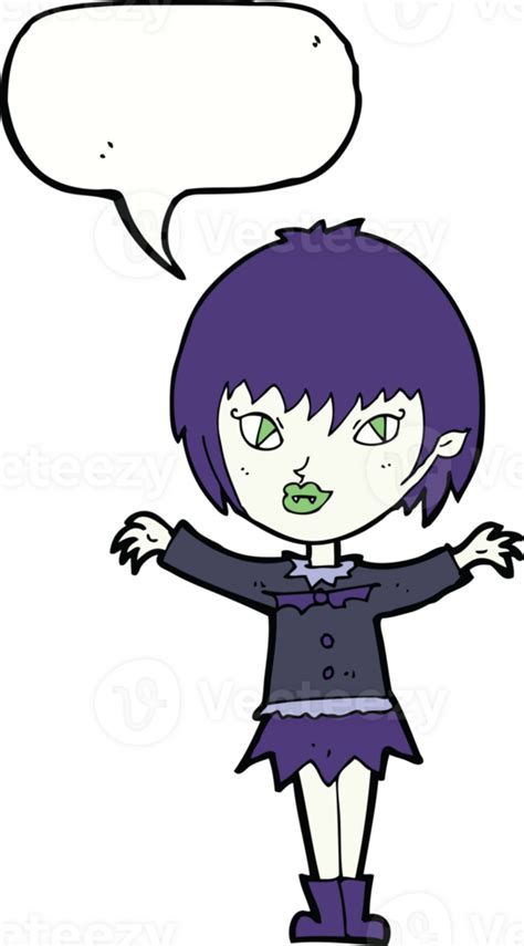 Cartoon Vampire Girl With Speech Bubble 40073048 Png