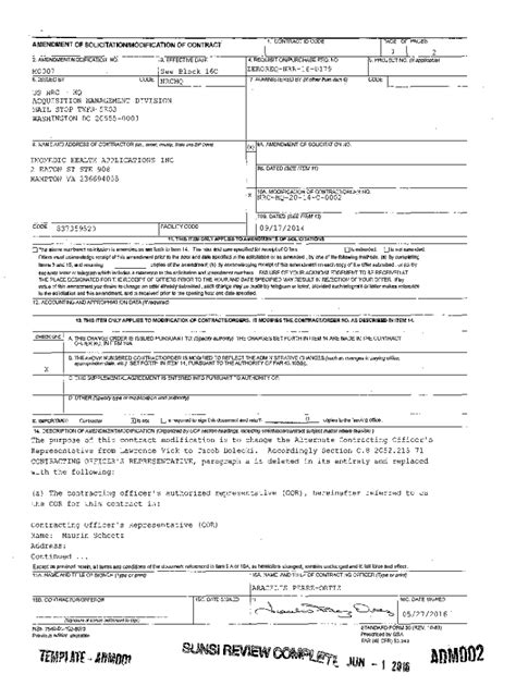 Fillable Online 1 CONTRACT ID CODE I AMENDMENT OF SOLICITATION