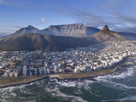 Aerial View Over Cape Town, South Africa with Table Mountain Stock ...