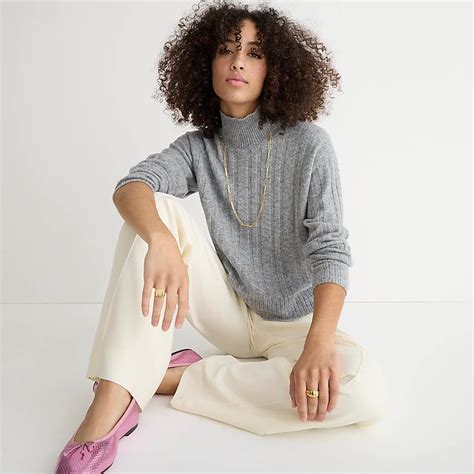 J Crew Ribbed Mockneck Sweater In Supersoft Yarn