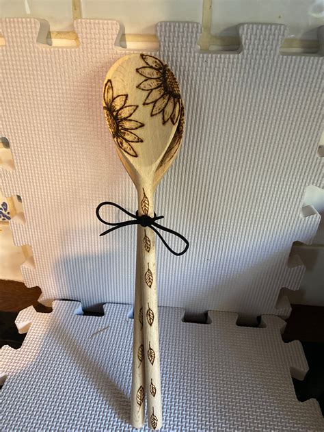 Sunflowers Wooden Spoons Beating Mixing Spoons Kitchen Etsy