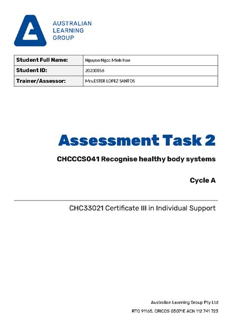 Assessment TASK 2 Chcccs 041 CHC33021 Cycle A RTO Works V1 0 2023