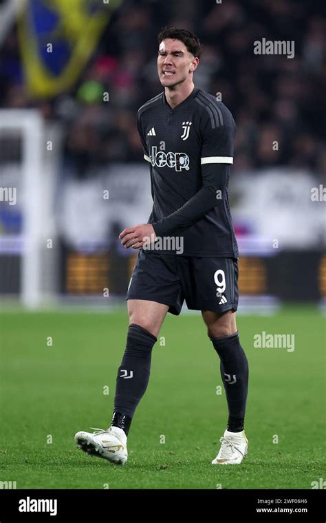 Torino Italy 27th Jan 2024 Dusan Vlahovic Of Juventus Fc Looks