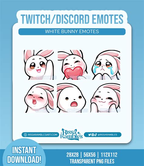 Cute Bunny Emotes White Twitch Emotes Discord Emojis