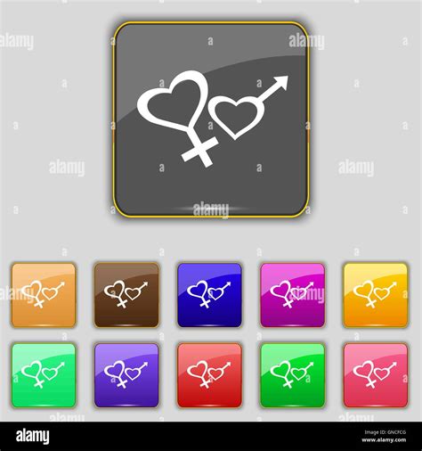 Male And Female Icon Sign Set With Eleven Colored Buttons For Your