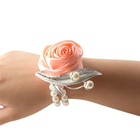 Aliexpress Buy Handmade Pearl Rose Bracelet Fake Flowers For