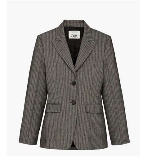 Zara Limited Edition Grey Pinstripe Blazer Womens Fashion Coats