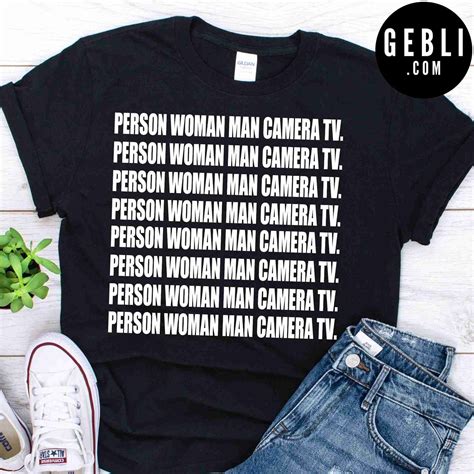 person woman man camera tv cognitive test shirt - Gebli