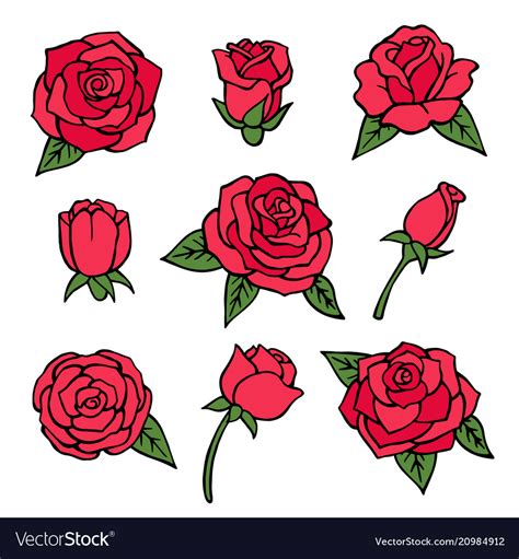 Pictures Set Of Various Roses Love Symbols Vector Image