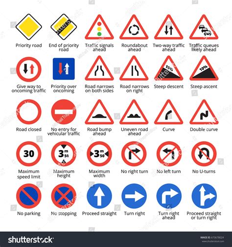 European Traffic Signs Set Vector Road Stock Vector (Royalty Free ...