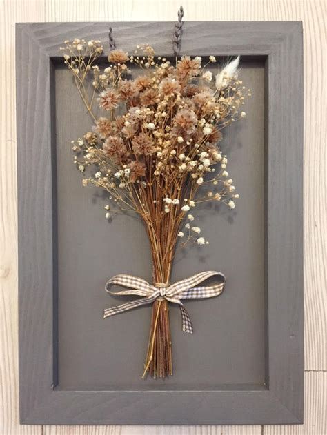 Framed Dried Flowers Grey Frame Dry Flower Art Wall Decoration Vintage Decor Flowers Pressed