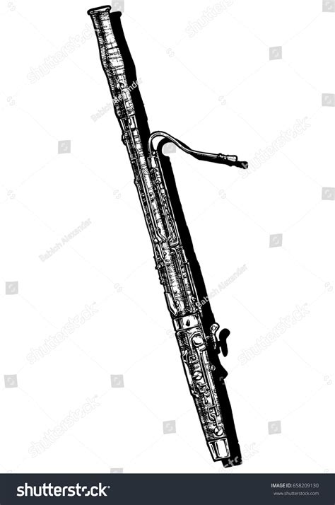 Vector Hand Drawn Illustration Bassoon Black Stock Vector 658209130