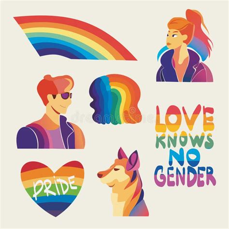 Lgbtq Pride Parade Set Vector Illustration Of A Gay Pride Parade Stock