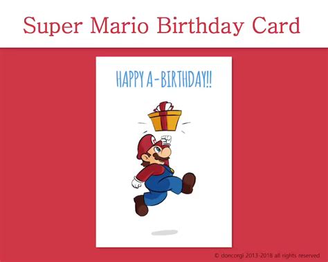 Printable Super Mario Birthday Card Greeting Cards Digital Card Gaming ...