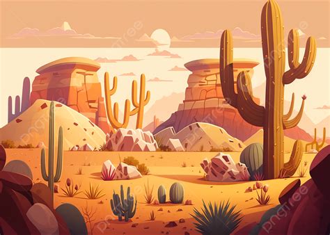 Autumn Desert Cartoon Background Fall Desert Cartoon Background