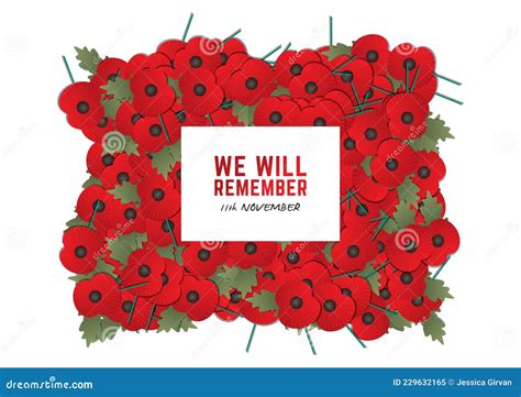 We Will Remember 11th November Remembrance Day Vector Stock Vector