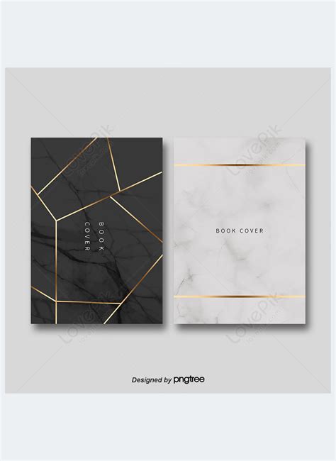 Simple Black Marble Gold Border Book Cover Template Template Image