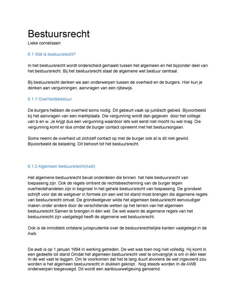 Bestuursrecht Samenvatting Lessen Bestuursrecht Lieke Cornelissen 6