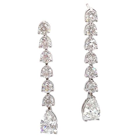 Pear Shape Diamond Drop Flower Earrings At 1stdibs