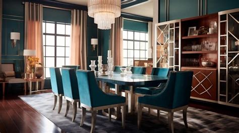 Premium Ai Image Generative Ai Glamorous Art Deco Dining Room