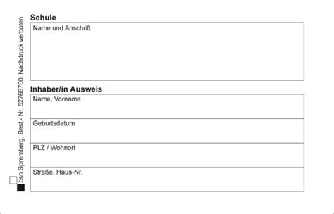 Sch Lerausweis Im Scheckkartenformat Ohne Wappen Deutsche Sprache