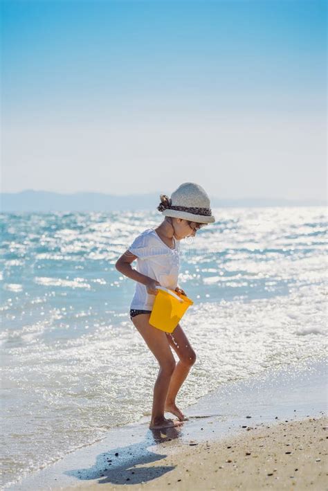 Cute Little Girl Playing On The Beach Stock Image Image Of Vacation