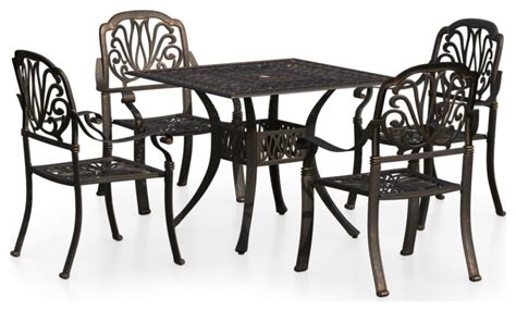 Vidaxl 5 Piece Bistro Set Cast Aluminum Bronze Traditional Outdoor