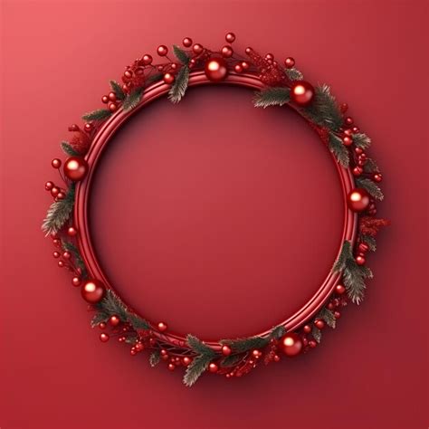 Premium Photo | Christmas Frame on Red Background in the Style of Realistic