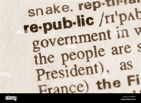 Definition of word republic in dictionary Stock Photo - Alamy