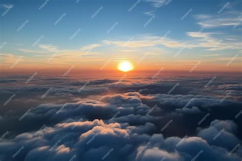 Premium AI Image | sunrise on blue sky Blue sky with some clouds View ...