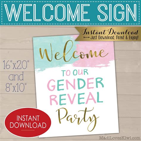 Gender Reveal Welcome Sign Printable Pink Or Blue Party Etsy