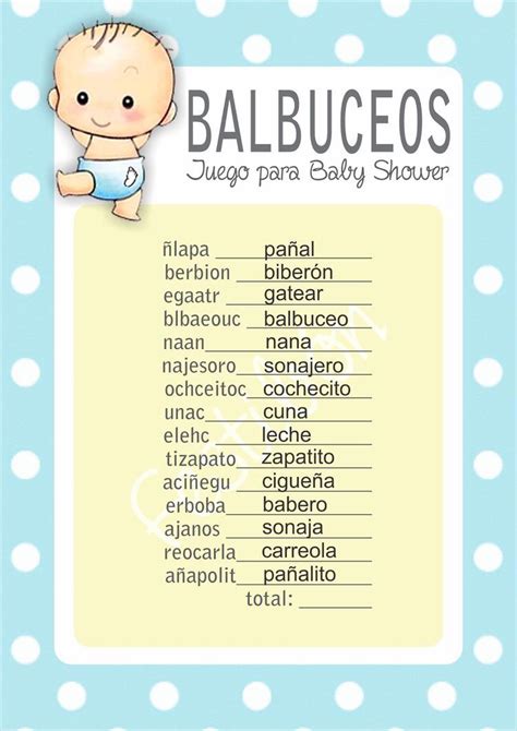 Balbuseo Palabras Corectas Baby Shower Juegos Baby Shower Baby