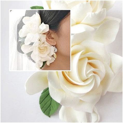 Double Gardenia Hair Clips White Ivory Gardenia Two Gardenias Free