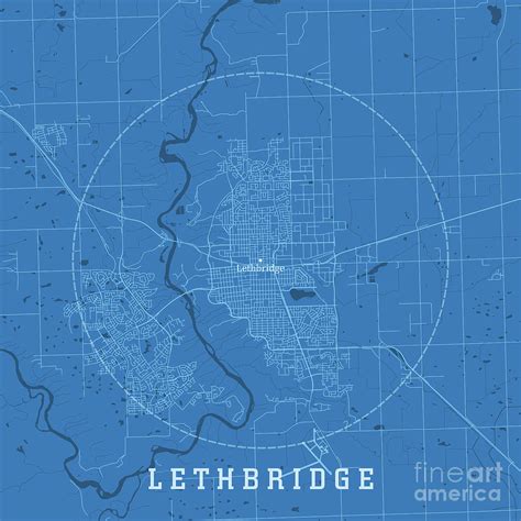 Lethbridge Alberta City Vector Road Map Blue Text Digital Art by Frank Ramspott - Fine Art America