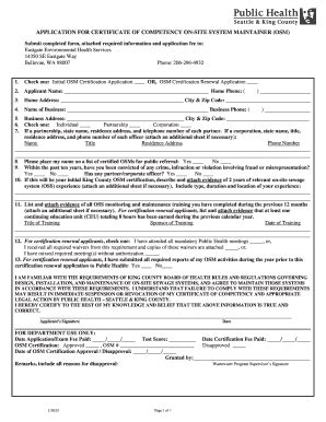 Fillable Online Kingcounty OSM Application 11 25 08doc Kingcounty Fax