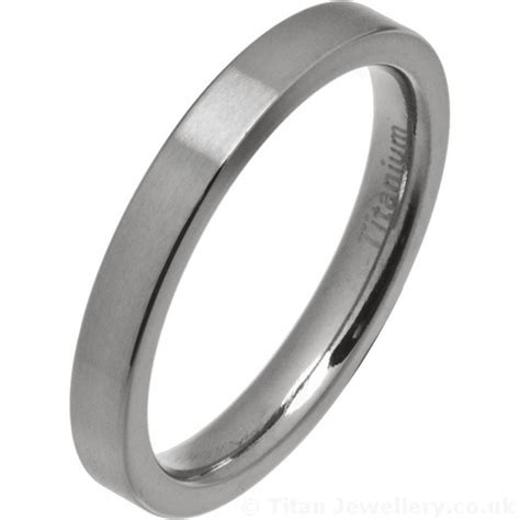 Women's 3mm Satin Brushed Titanium Flat Wedding Ring